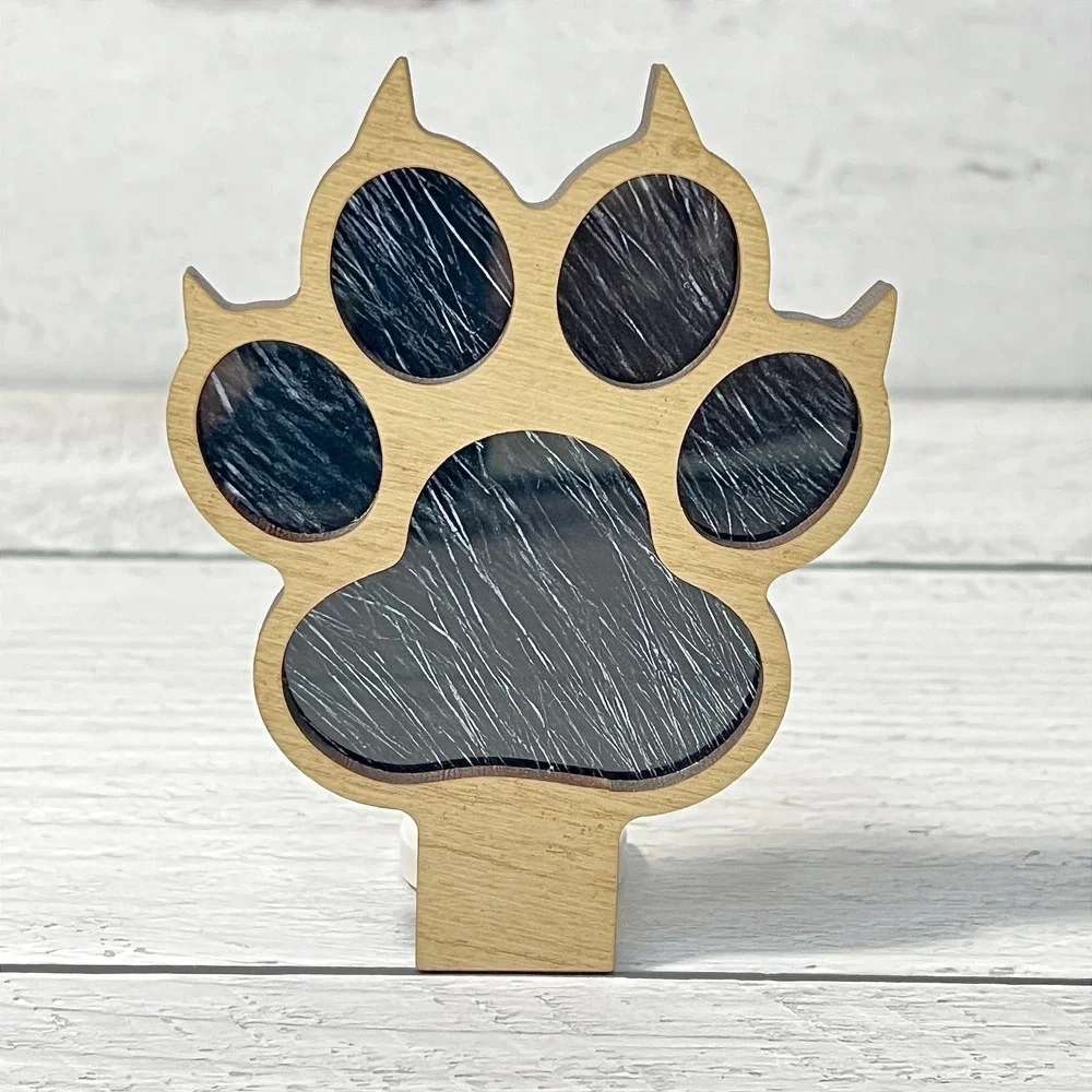 Paw Print Night Light Plug In Warm Glow‎ Wood Accent Handmade